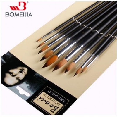 BOMEIJIA New Products 9pcs Long Handle Nylon Oil Watercolor Paint Brushes Gouache Acrylic Painting Brush Pen Art Supplies