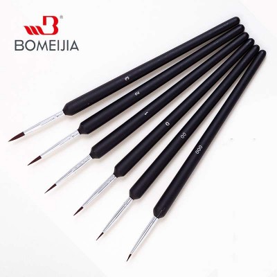 BOMEIJIA 6pcs Paint Liner Brush Set Round Pointed Tip Wolf's Hair Artist Acrylic Paints Brush for Watercolor Oil Painting