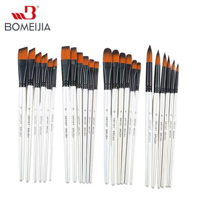 6PCS Paint Brush Design Of Flat/Round/Slant/Hook Line Brushes For Watercolor Oil Gouache Painting School Office Supply