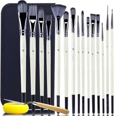 15Pcs Professional Art Paint Brushes Set Synthetic Nylon Hair Artist Acrylic Brush For Acrylic Watercolor Oil Paint