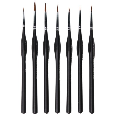 High-Quality 7pcs Round Shape Synthetic Nylon Hair Artist Watercolor Painting Brushes Art Set With Wood Handle