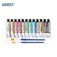 Wholesale 12 colors acrylic paints professional acrylic painting sets and 2pcs paint brushes for artist drawing