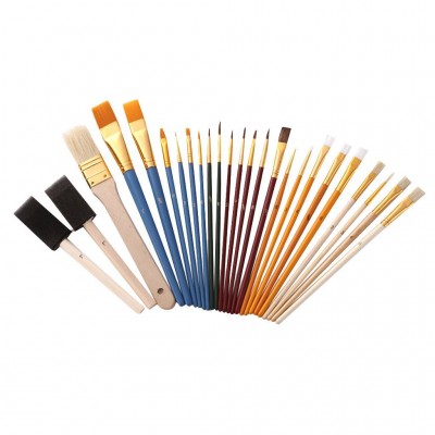 25PCS Watercolor Oil Paint Brushes Set DIY Drawing Tools For Students Artists Multiple sizes combination use Bristle nylon wood