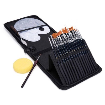 15pcs Artist Paint Brush Set Nice Gift For Artist Metal Ring Made Of Copper Tubes Painting Knife Watercolor Sponge Tray Palette